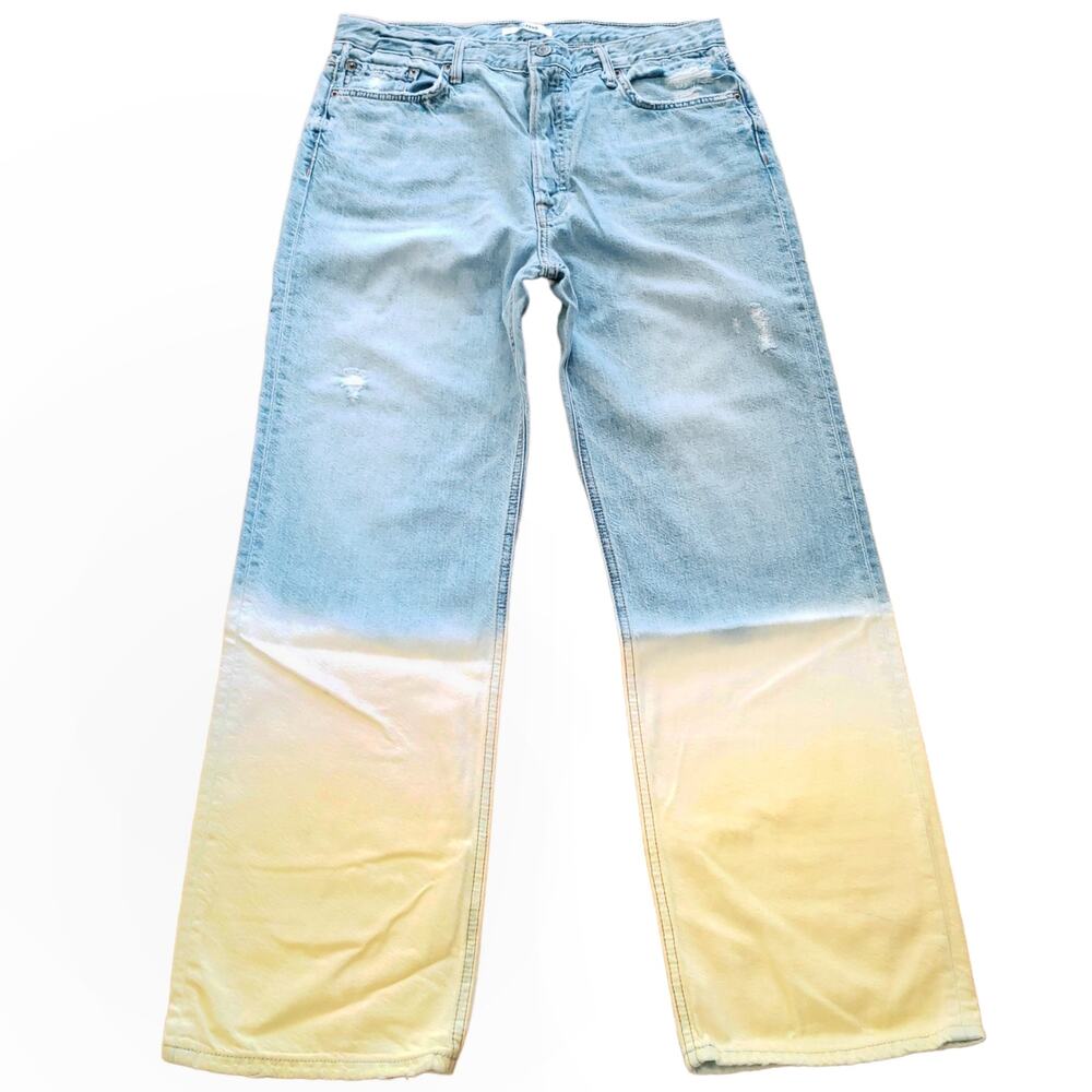 GRLFRND Emily straight leg high waist cropped jeans in Yellow Horizon Sz 30 NEW